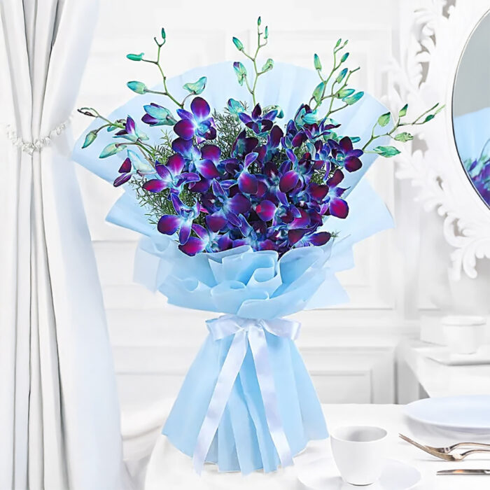 Majestic Blue Orchids Bouquet – 6 Stems